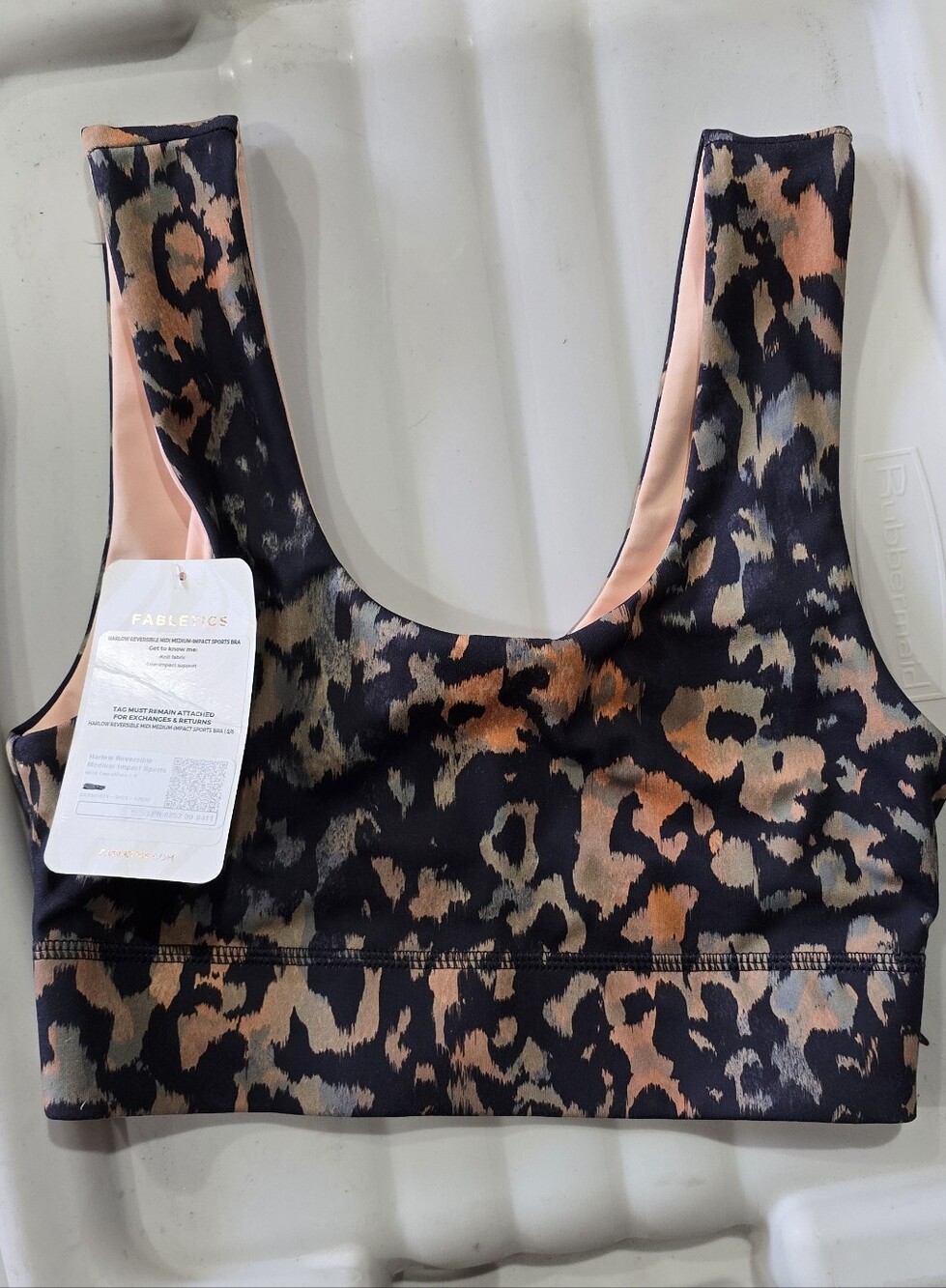 Fabletics Leopard Print Medium Impact Sports Bra - NWT